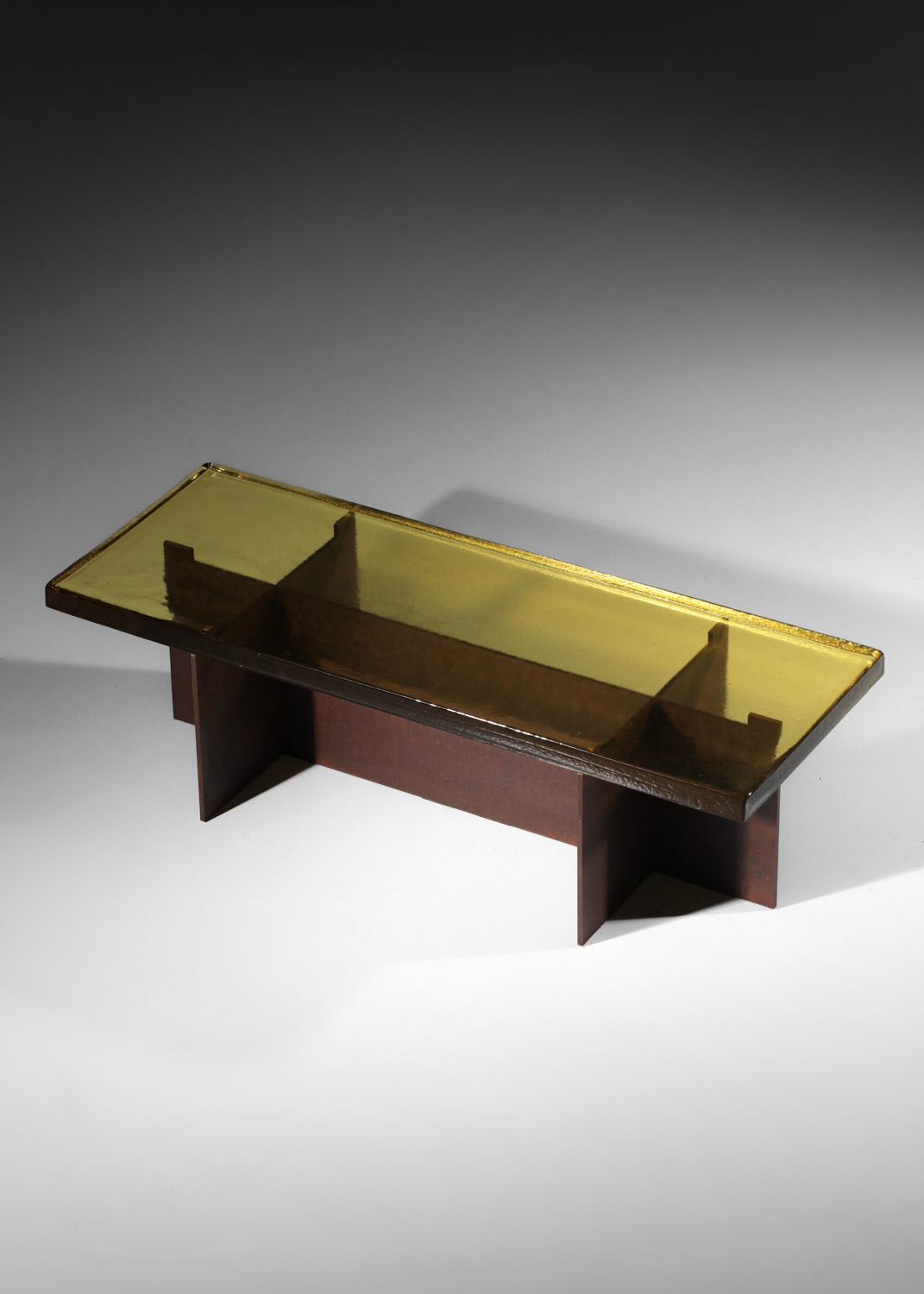 table basse danke studio dalle de verre jaune et acier - DK023 table basse danke studio dalle de verre jaune et acier - DK023