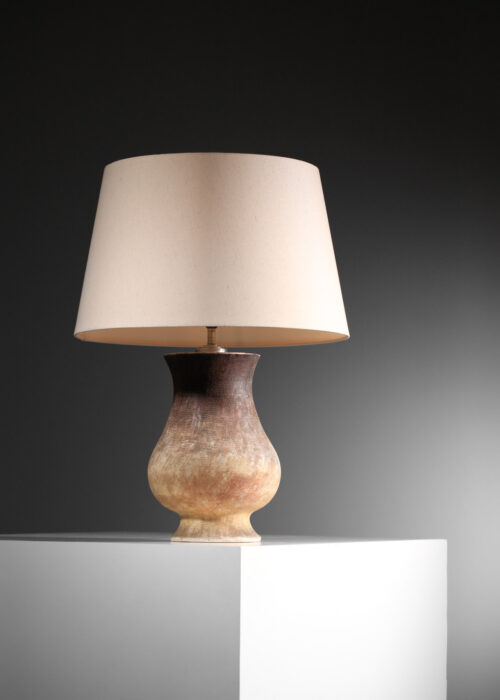 grande lampe de table en céramique dans le style de jean besnard art déco signée am - I67