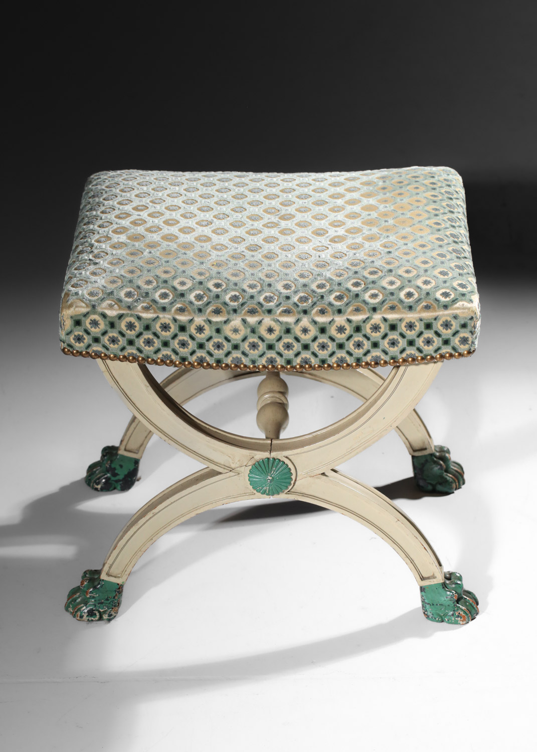 tabouret dagobert en bois peint et velours - J194 tabouret dagobert en bois peint et velours - J194