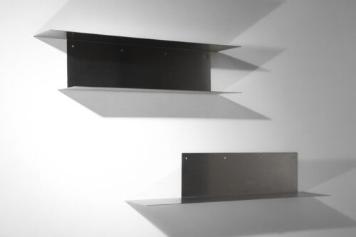 paire d'étagères bibliothèque murale en inox des années 70 - I690