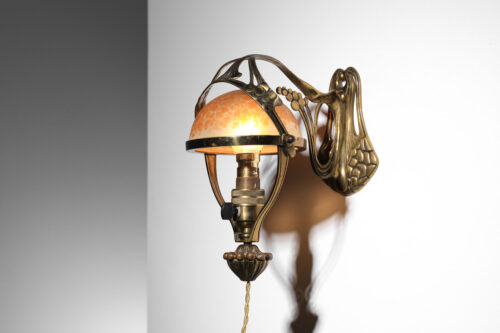 applique de paquebot art nouveau en verre gravé à l'acide - J439