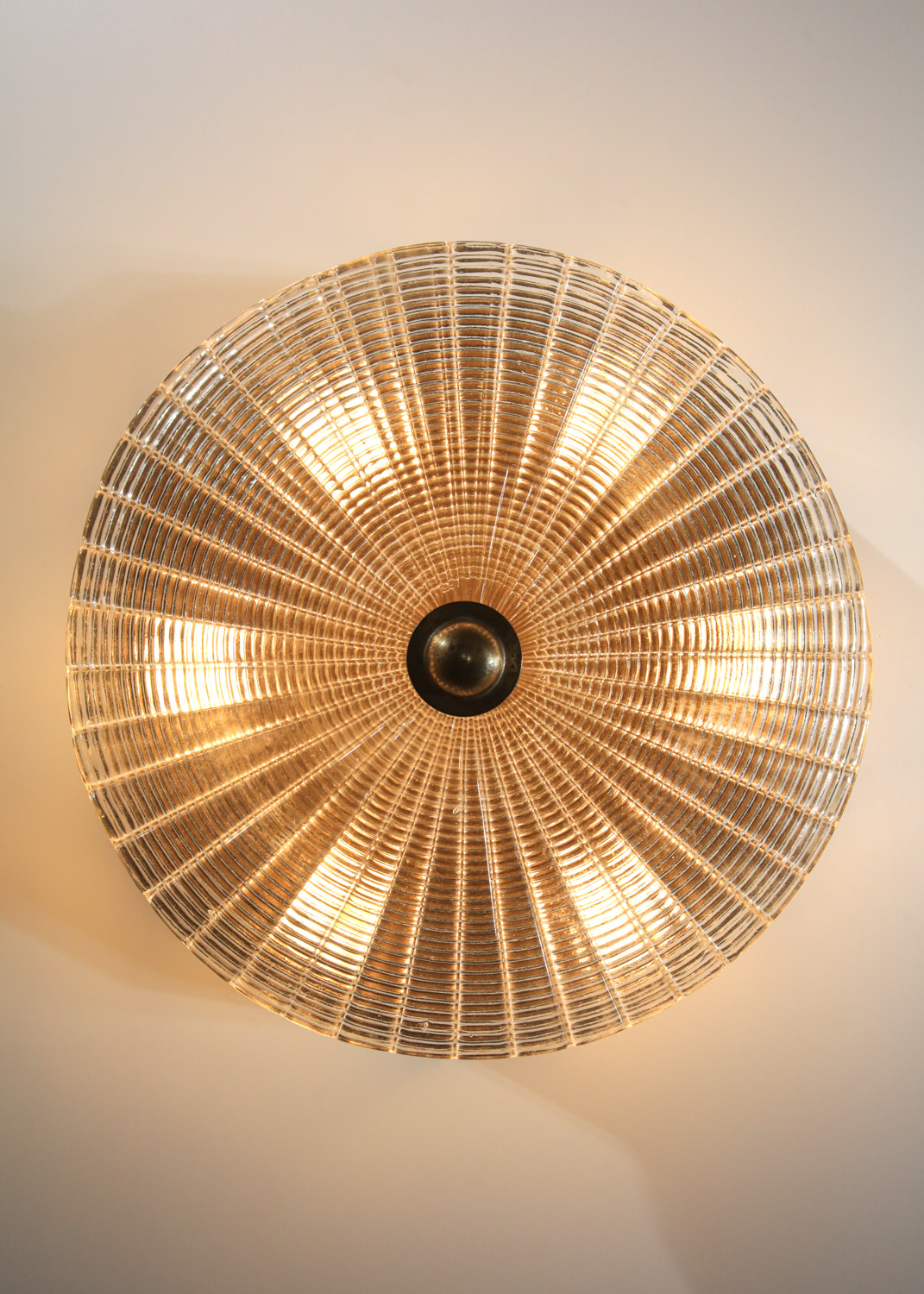 plafonnier italien octogonal en verre de murano et laiton années 40 - J516 plafonnier italien octogonal en verre de murano et laiton années 40 - J516