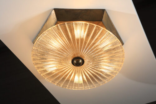 plafonnier italien octogonal en verre de murano et laiton années 40 - J516