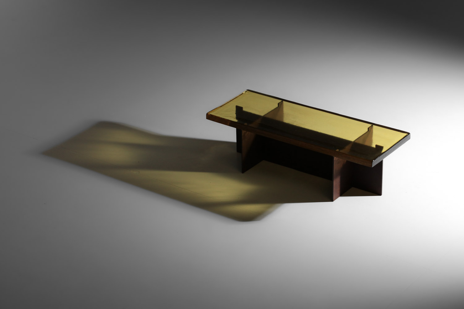 table basse danke studio dalle de verre jaune et acier - DK023 table basse danke studio dalle de verre jaune et acier - DK023