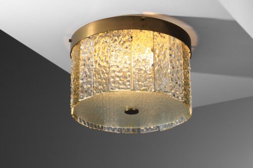 plafonnier italien angelo lelli pour arredoluce plaques de verre - J094