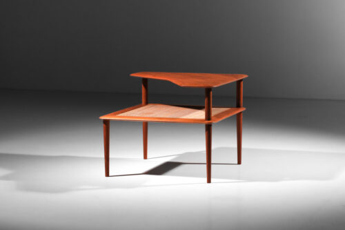 table basse danoise scandive d'angle en teck par peter hvidt et orla molgard années 60 G889