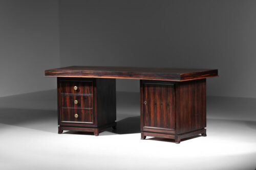 bureau français art déco courbé en ebène de macassar - J389