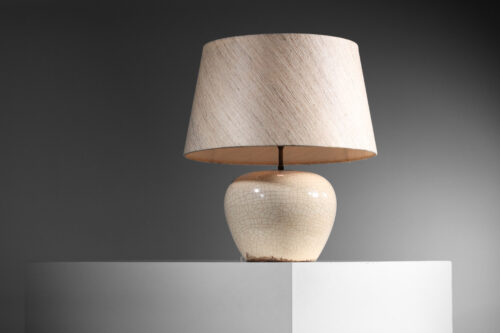 pied de lampe en céramique keramos Sevres émail craquelé blanc années 50 - I640
