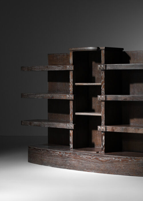 Bibliothèque art déco en chêne noirci cérusé des années 30 - J376