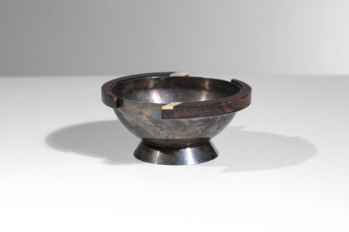 petite coupe bol moderniste en métal et palissandre