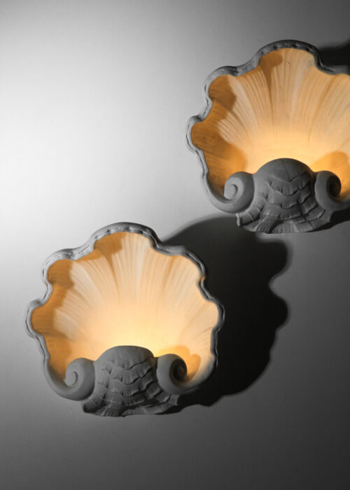 Paire d'appliques coquillages en plâtre des années 40 style serge roche - I687