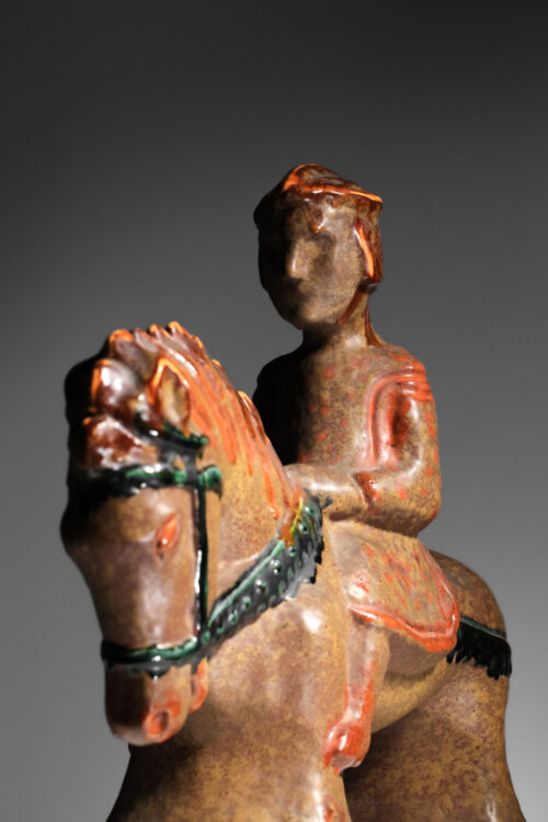 sculpture de cavalier en céramique la gentilhommiere charles dudouyt Années 40