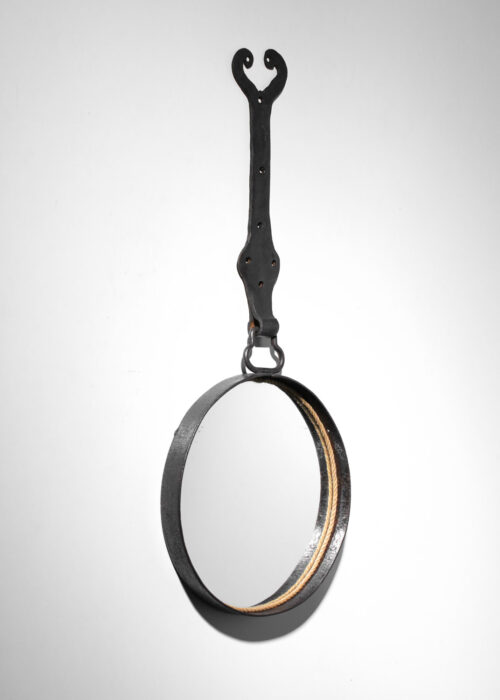 miroir brutaliste art populaire en fer forgé - H623