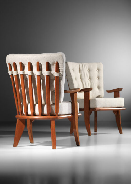 suite de 4 fauteuils guillerme et chambron en chêne massif des années 60 - J200 - J201