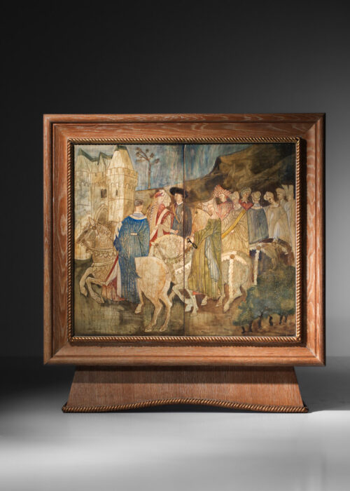 meuble armoire rené et gilberte schmitt "riches heures du duc de berry" années 40 chêne ceruse - J008