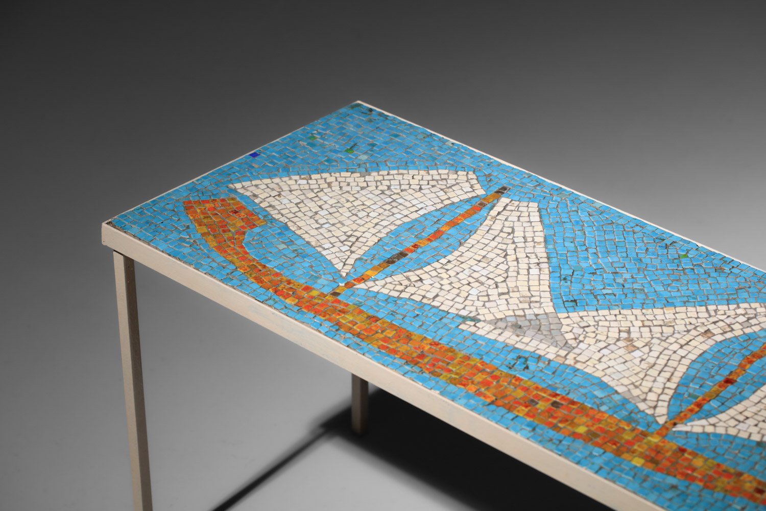 table basse mosaïque à décor de voilier artisanale - J069 table basse mosaïque à décor de voilier artisanale - J069