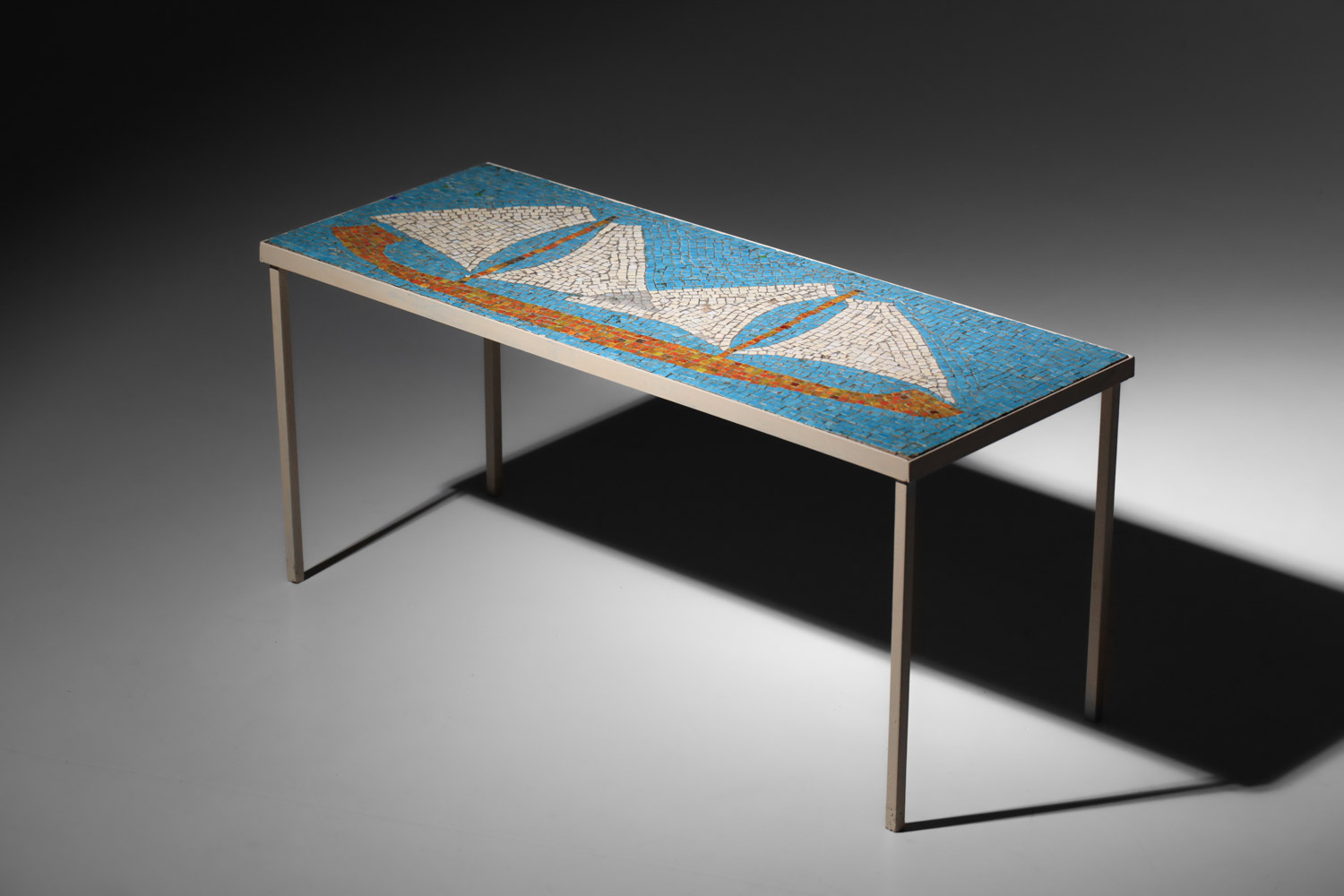 table basse mosaïque à décor de voilier artisanale - J069 table basse mosaïque à décor de voilier artisanale - J069