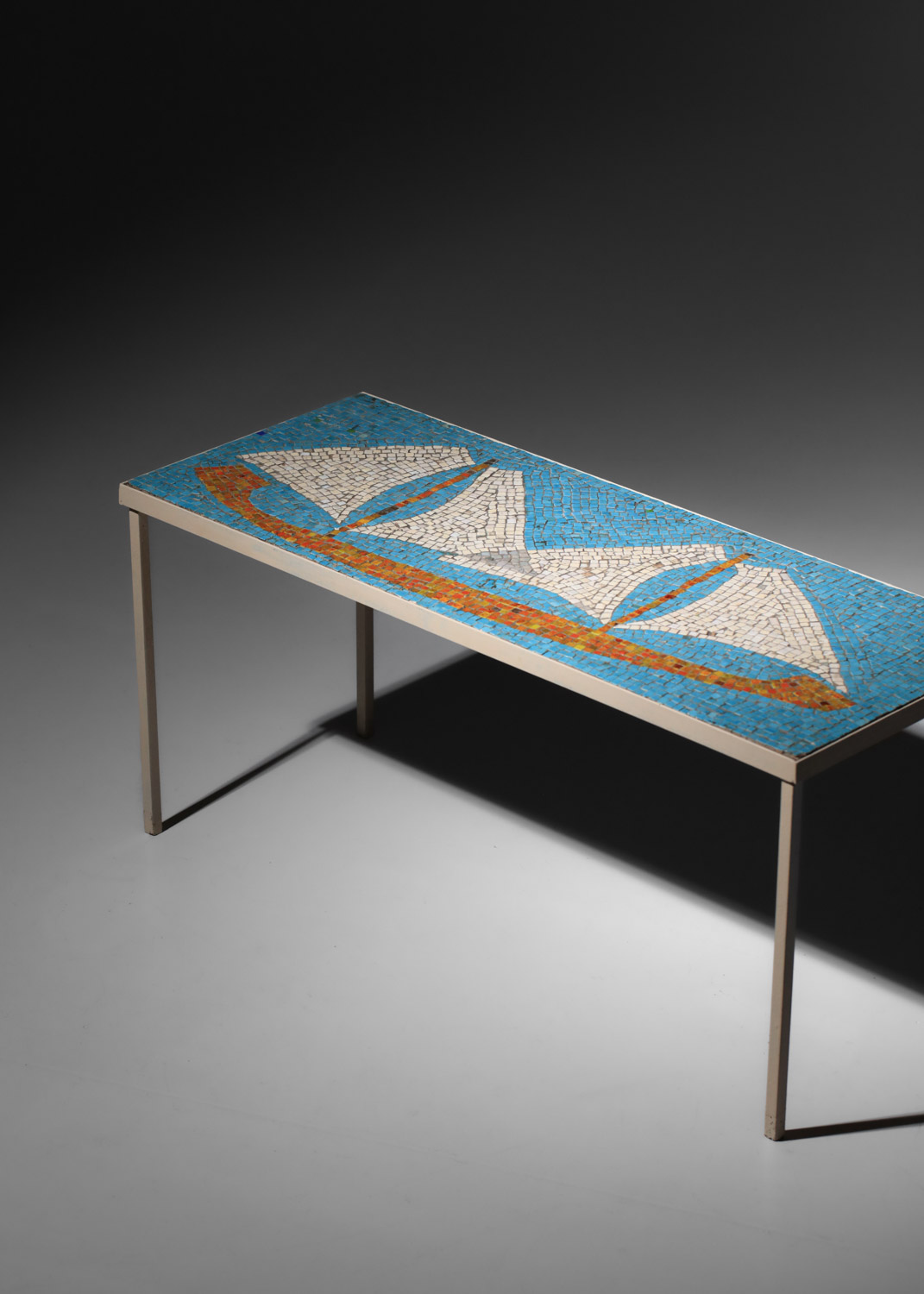 table basse mosaïque à décor de voilier artisanale - J069 table basse mosaïque à décor de voilier artisanale - J069