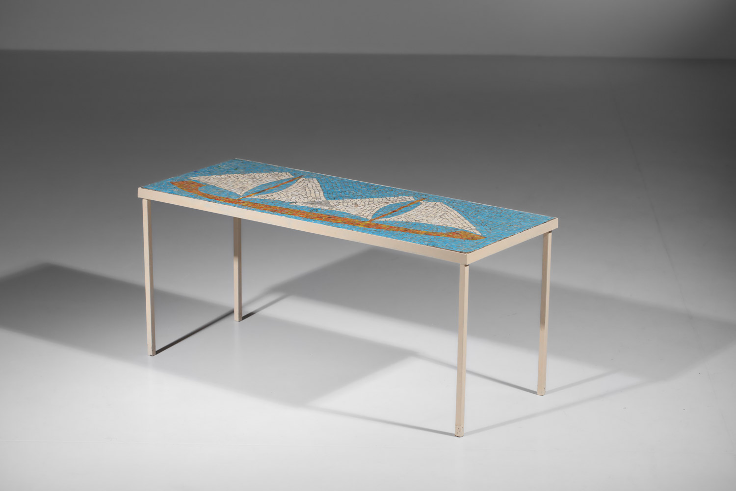 table basse mosaïque à décor de voilier artisanale - J069 table basse mosaïque à décor de voilier artisanale - J069