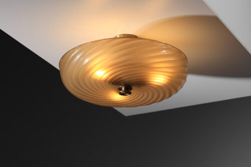 plafonnier en verre de murano beige spirale années 30 - J532