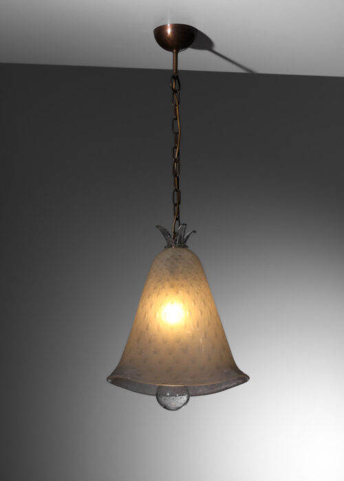lustre suspension cloche en verre de murano bullé barovier années 70 - J553
