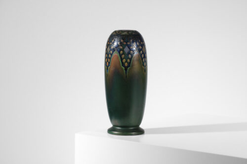 Vase Art Nouveau de la manufacture de Montières, finition cloisonnée irisée - J452