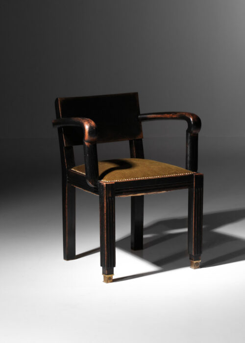 chaise de bureau avec accoudoirs en chêne noirci années 40 - J438