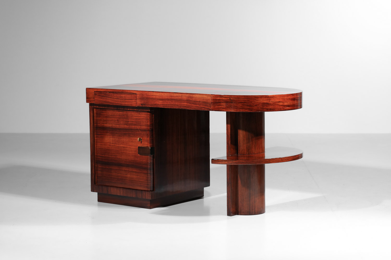 Bureau Art déco en palissandre arrondi asymétrique - I089 Bureau Art déco en palissandre arrondi asymétrique - I089